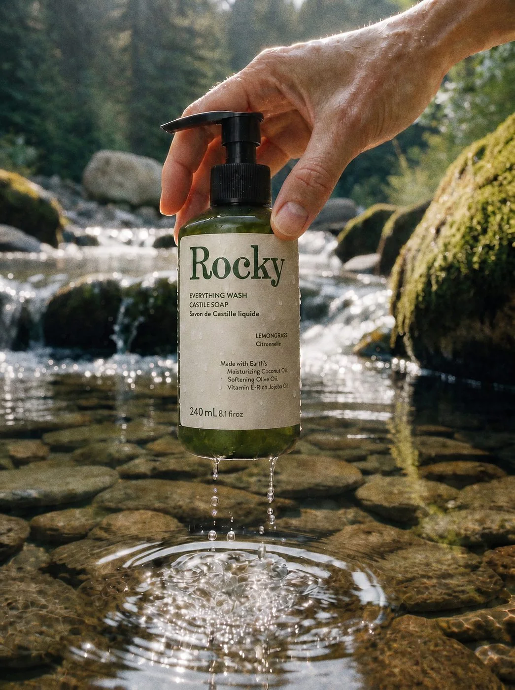 Rocky — bottle in hand